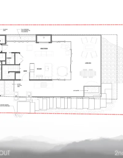 A floor plan for a house in the mountains.